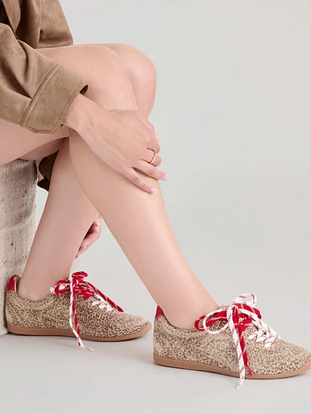 Dolce Vita Laini Leopard Suede Leather Lace-Up Sneakers